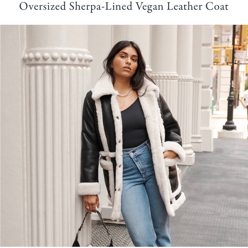 Oversized vegan leather coat